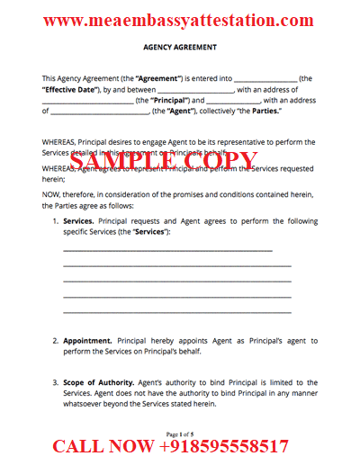 Agency Agreement Apostille