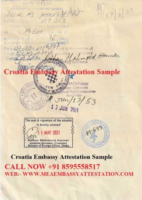 Croatia Embassy Attestation