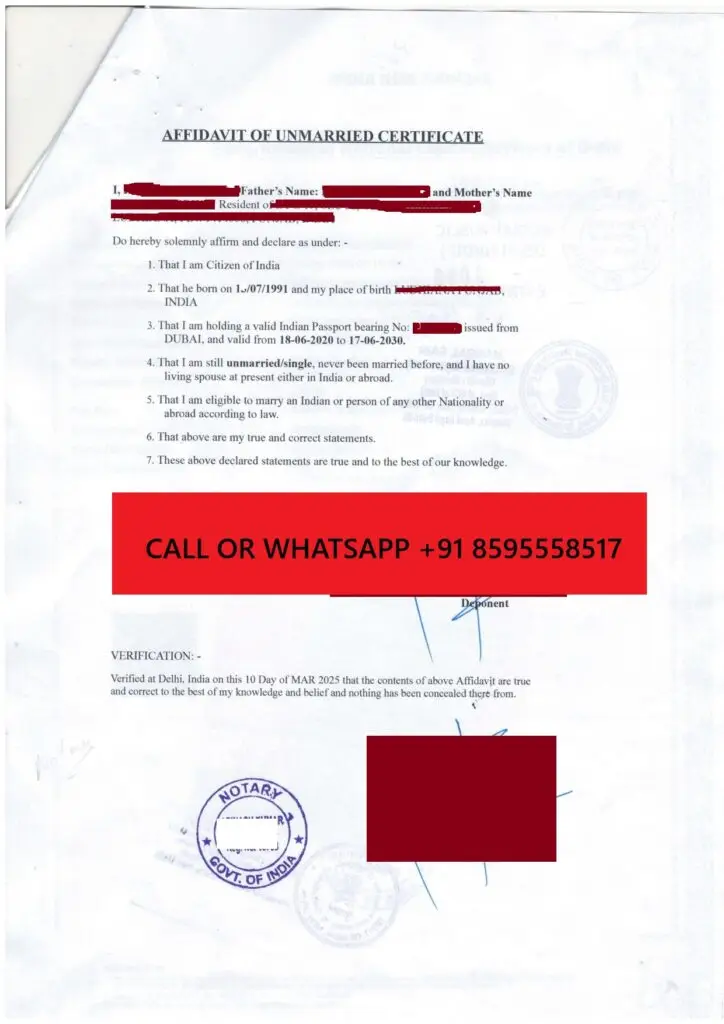 Unmarried Affidavit Apostille